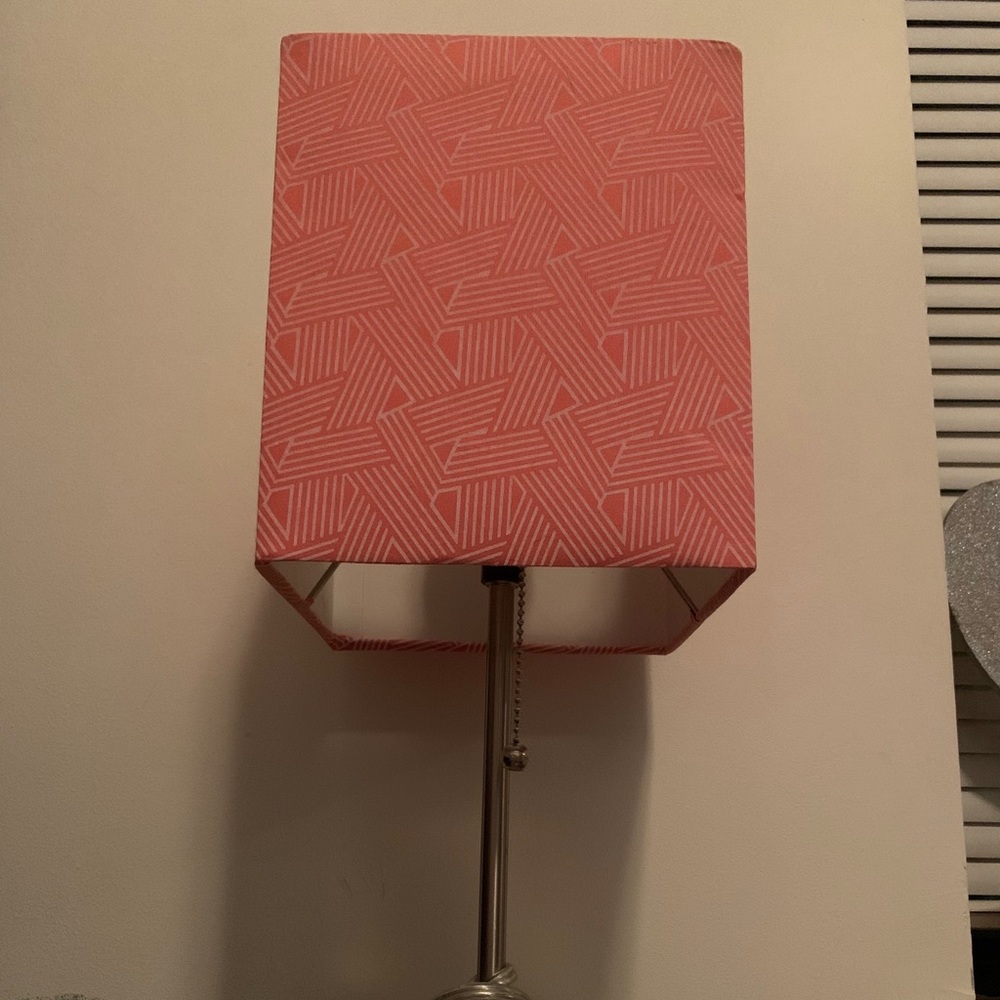 Peach & White Lamp w/ Squared Shade